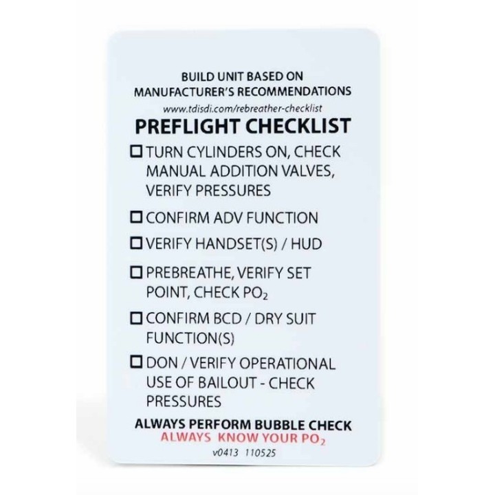 110510 Cartões de Check List de Rebreather